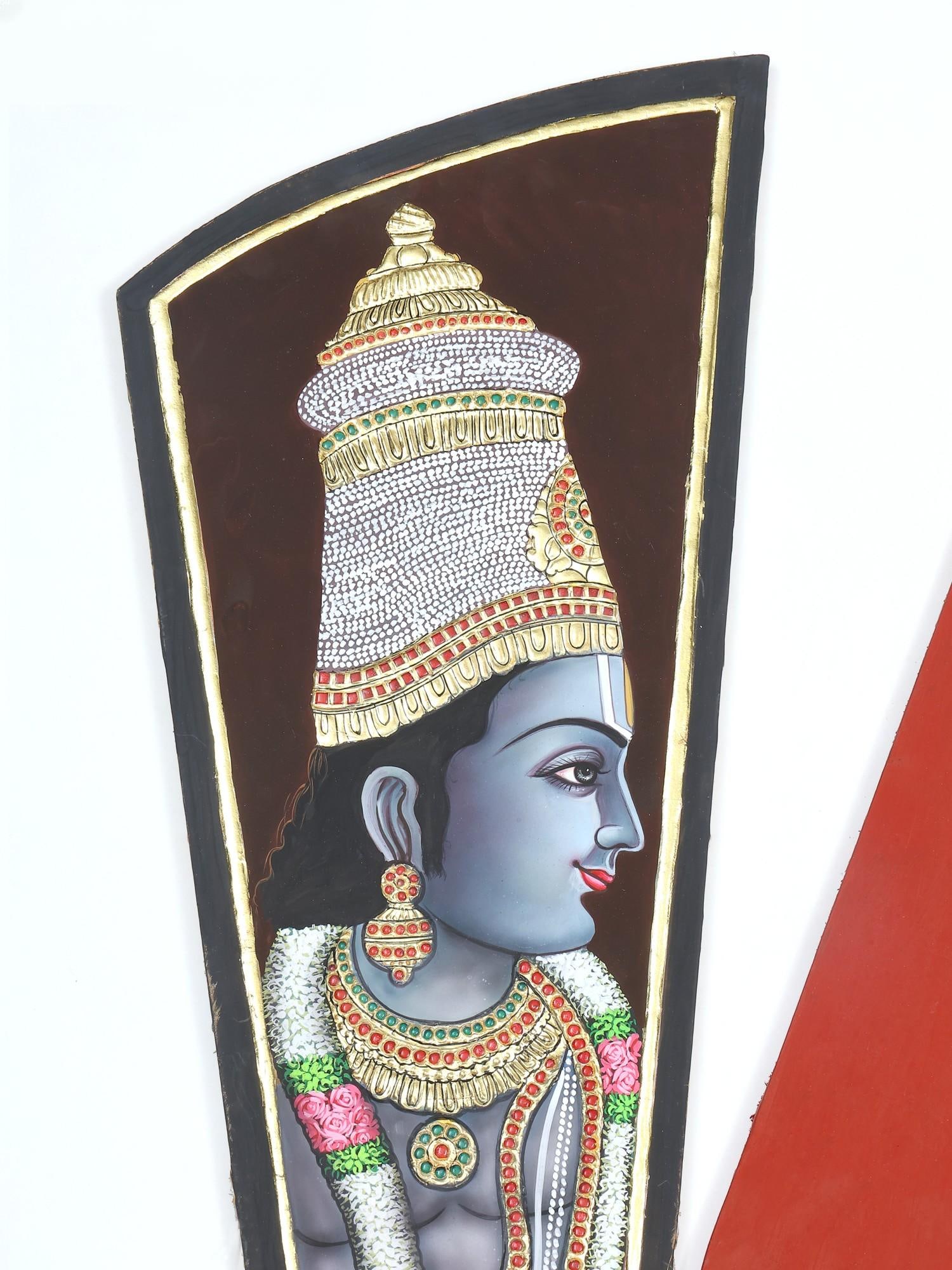 Srinivasa Kalyanam Under The Vaishnava Tilak | Tanjore Art with Gold Work - 2