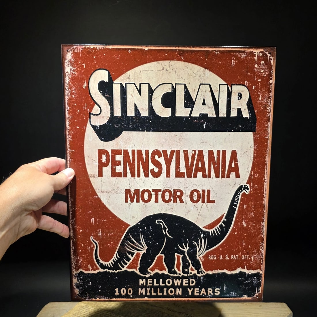 16" Sinclair Dino Pennsylvania Motor Oil Tin Sign (1 of 8)