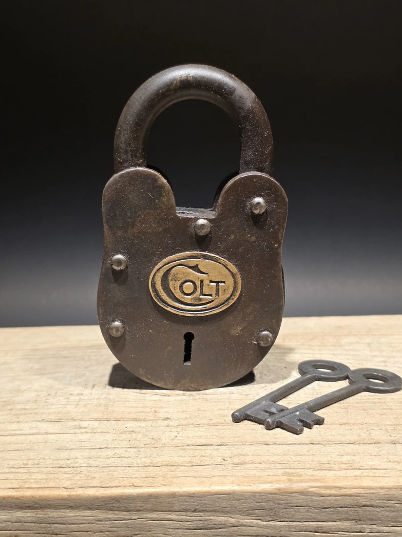 5" Cast Iron Colt Firearms Ammo Box Padlock Lock - 5