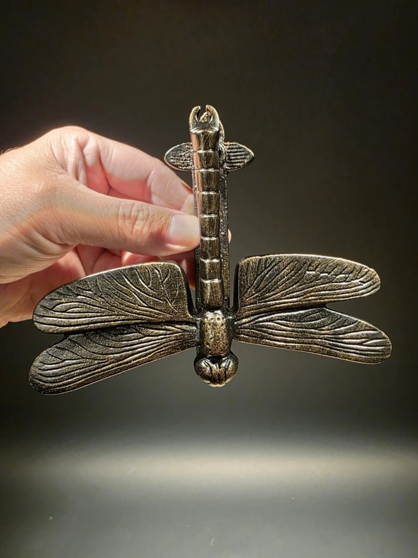 Antique Brass Cast Iron Dragonfly Door Knocker - 11