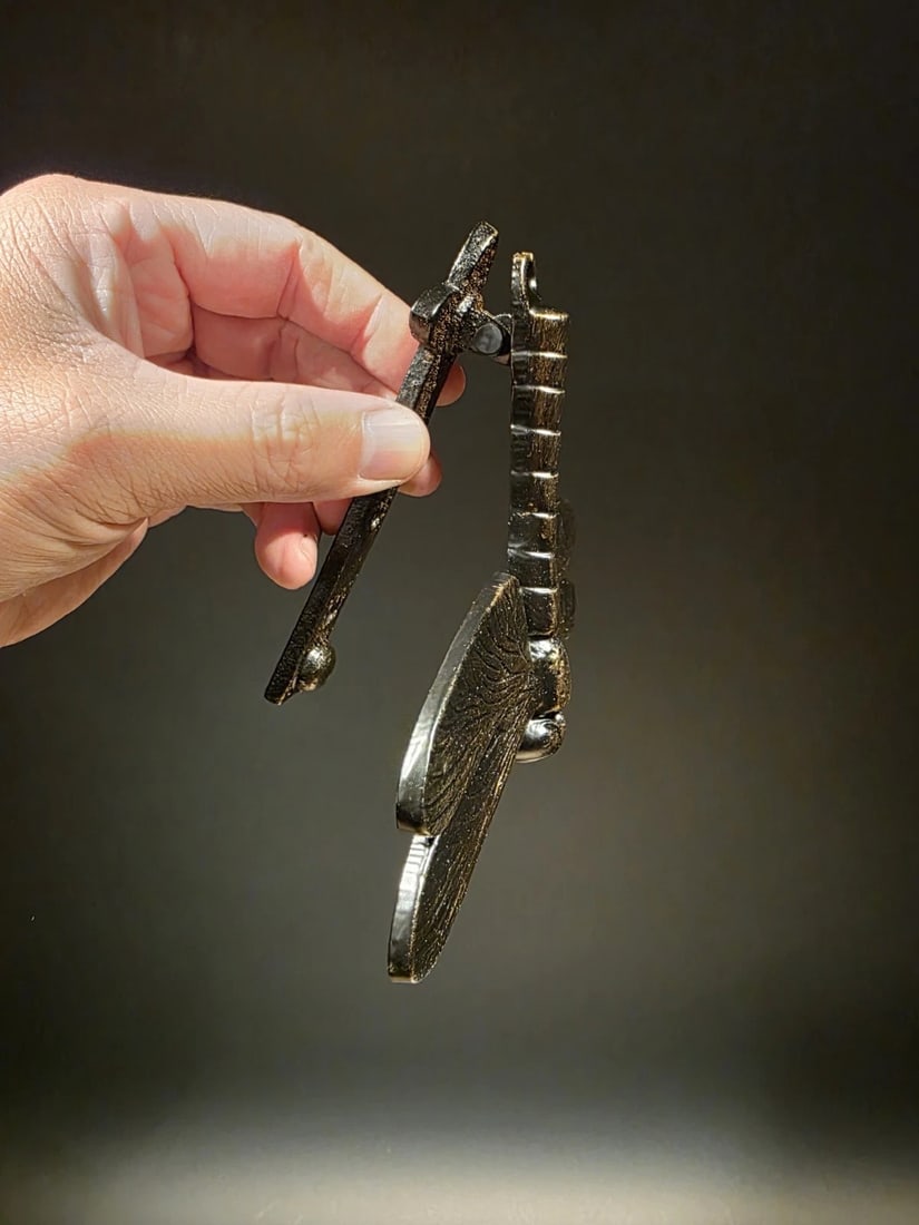 Antique Brass Cast Iron Dragonfly Door Knocker - 3