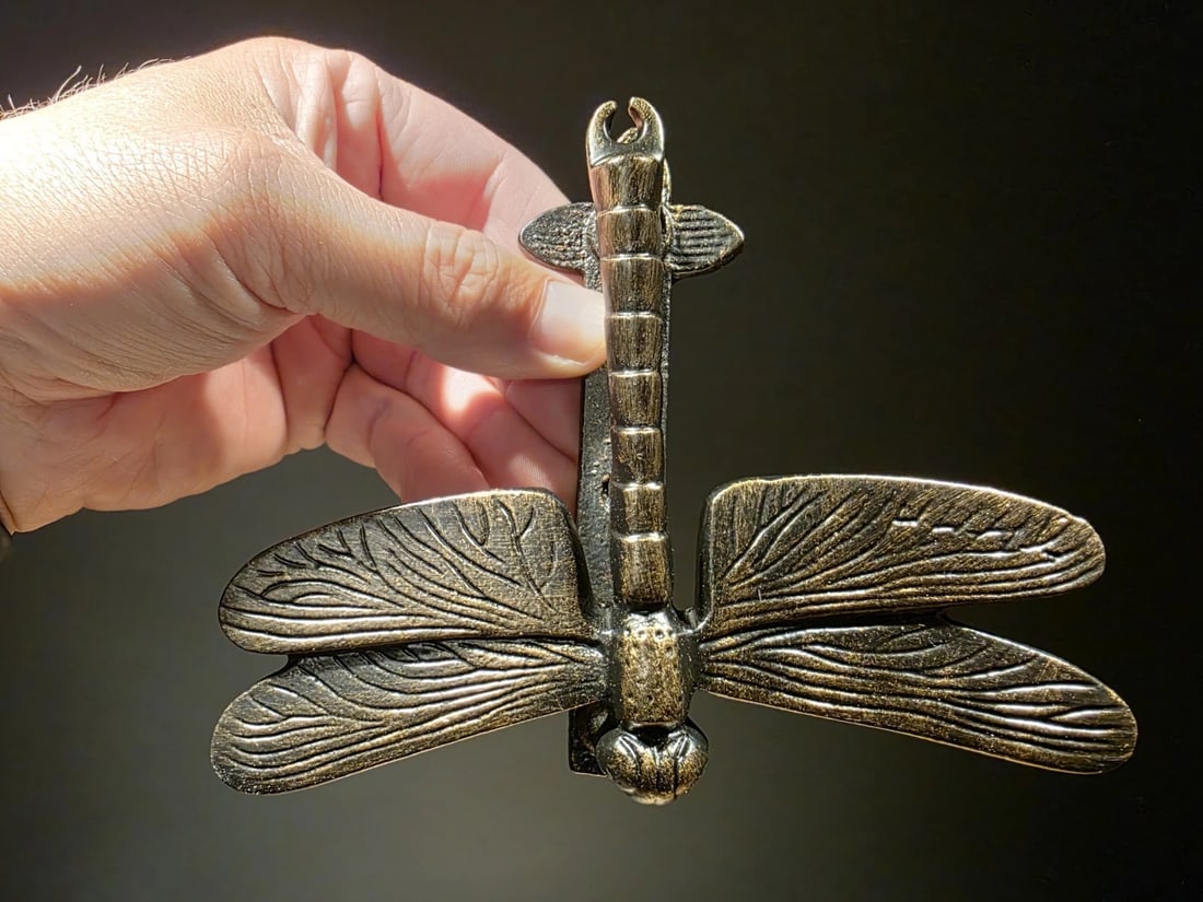 Antique Brass Cast Iron Dragonfly Door Knocker - 4