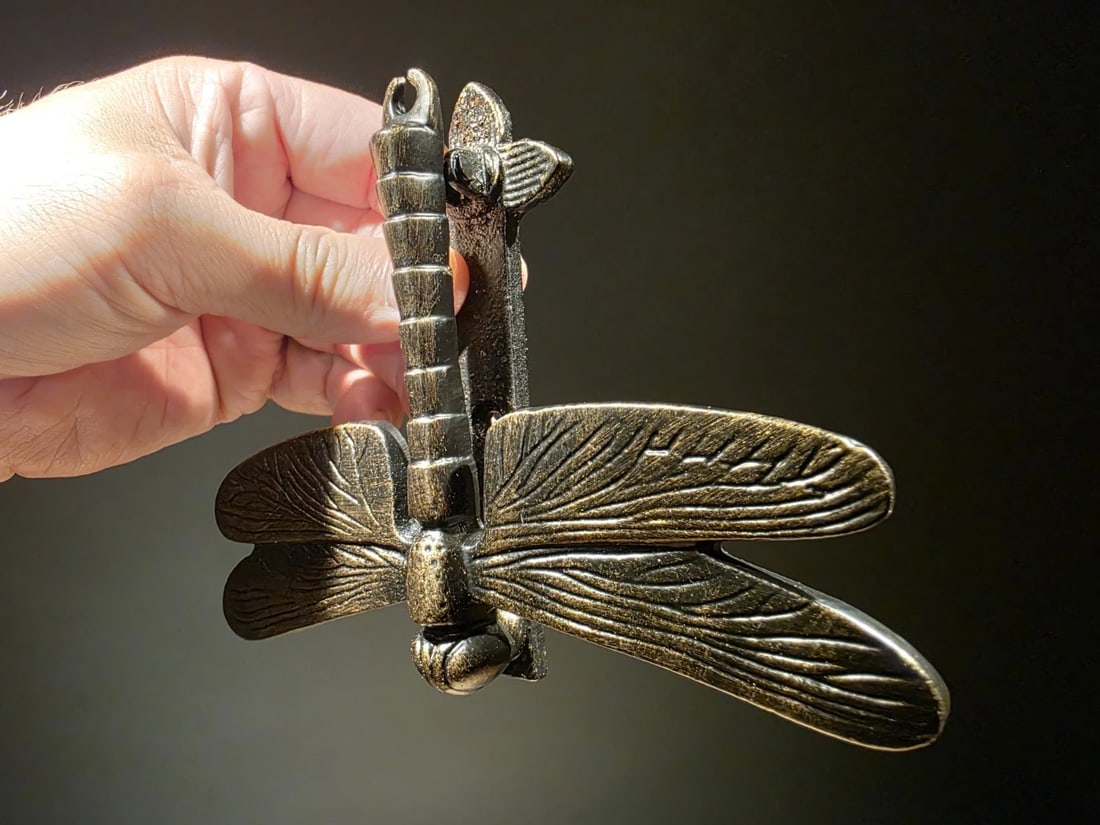 Antique Brass Cast Iron Dragonfly Door Knocker - 5
