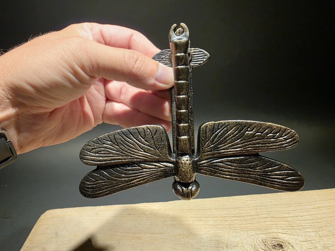 Antique Brass Cast Iron Dragonfly Door Knocker - 6