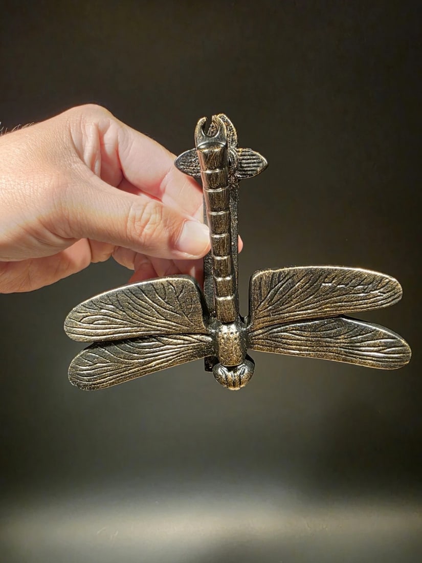 Antique Brass Cast Iron Dragonfly Door Knocker - 8