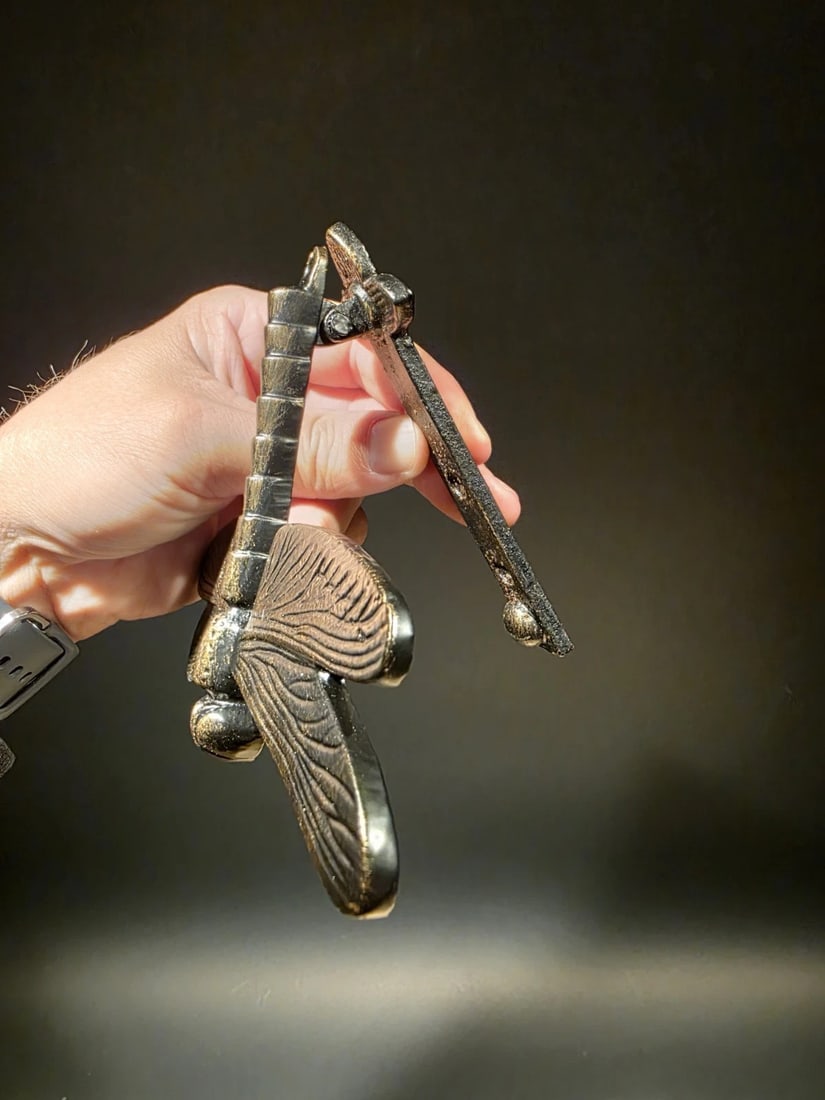 Antique Brass Cast Iron Dragonfly Door Knocker - 9