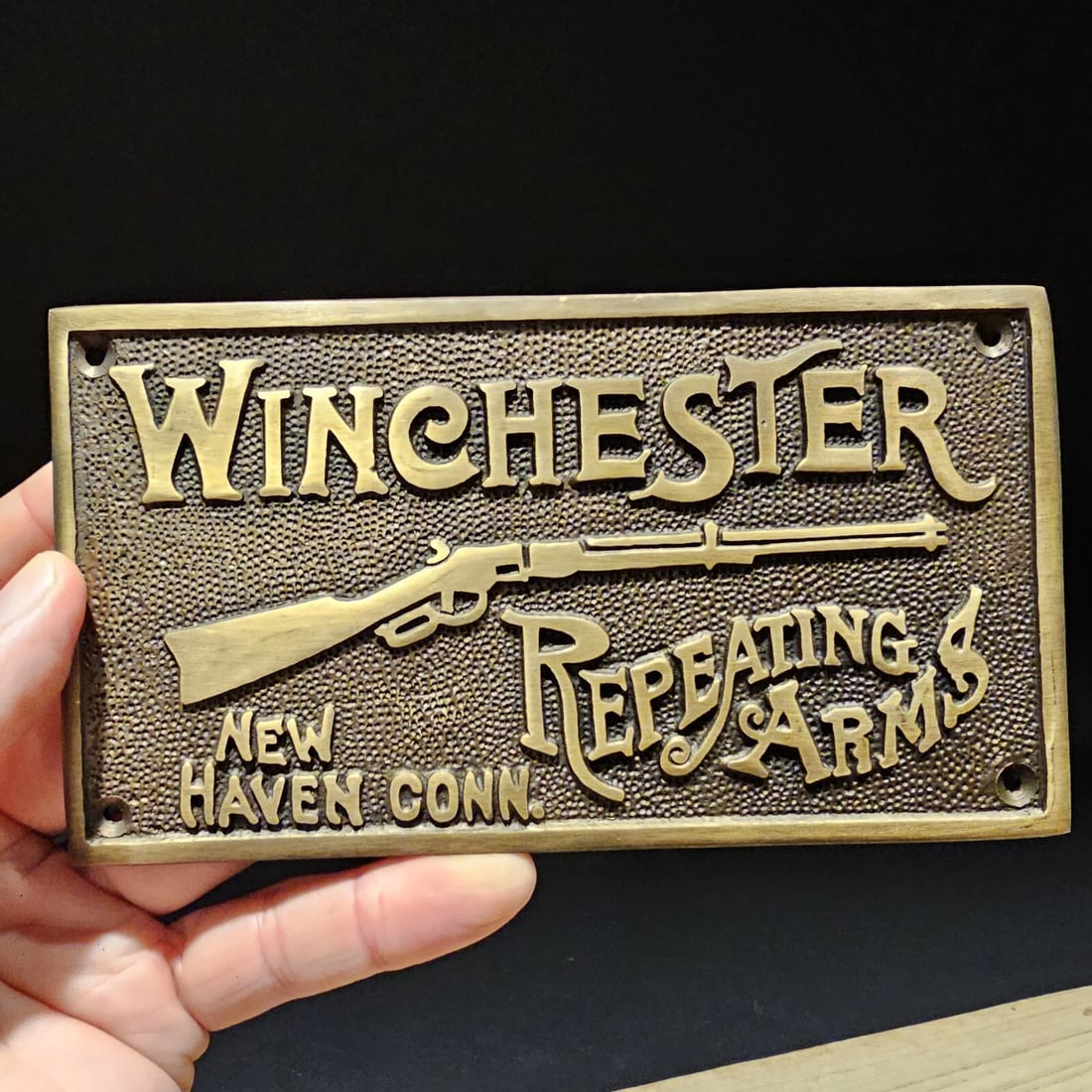 6 5/8" Brass Winchester Plaque Sign - 10