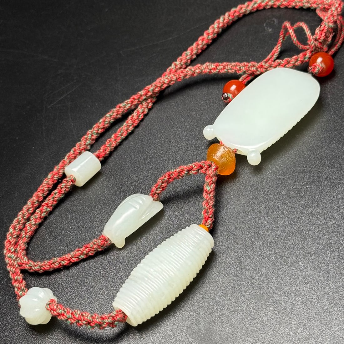 Natural White Hetian Jade Hand-Carved Pendant w Fortune Cicada - 3