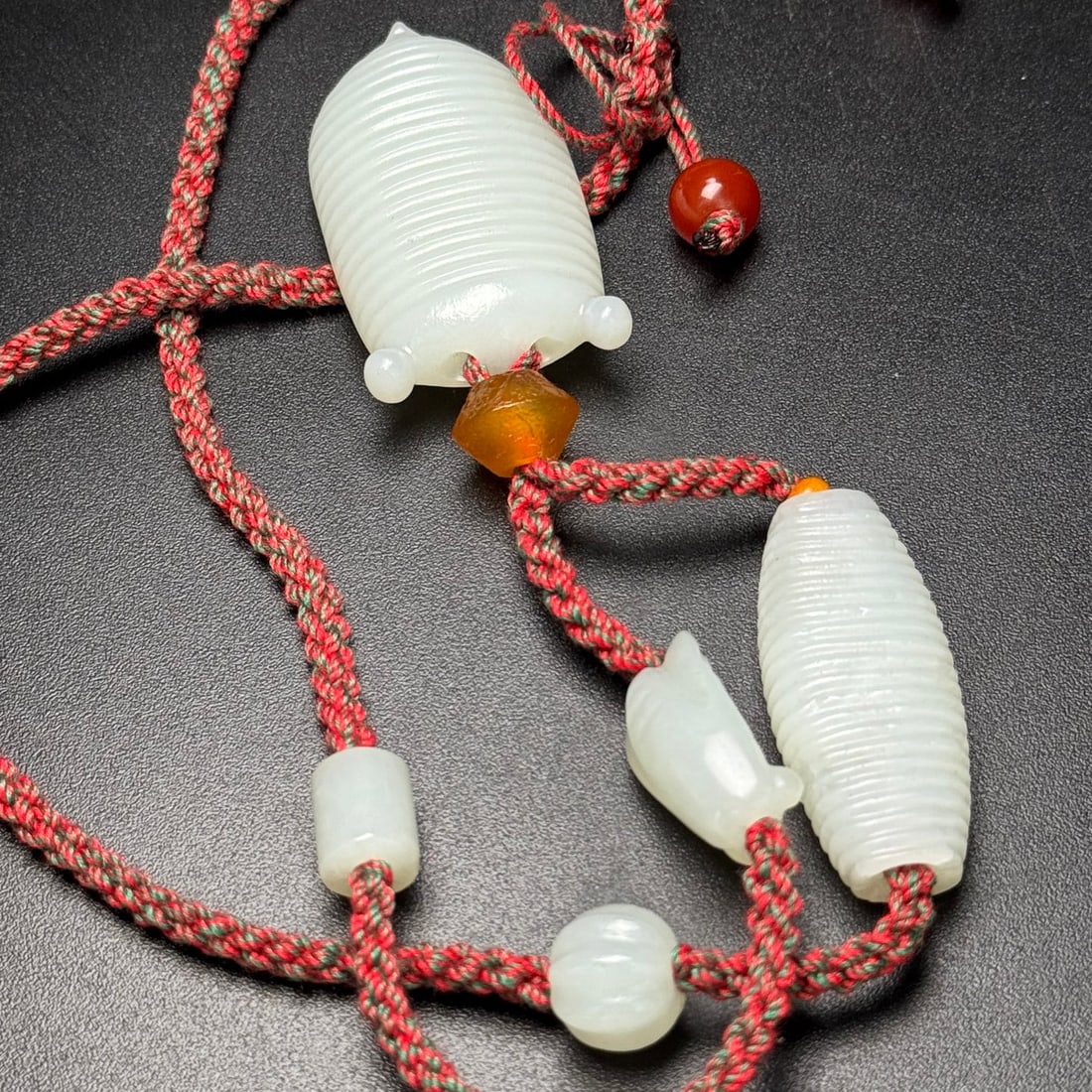 Natural White Hetian Jade Hand-Carved Pendant w Fortune Cicada - 5