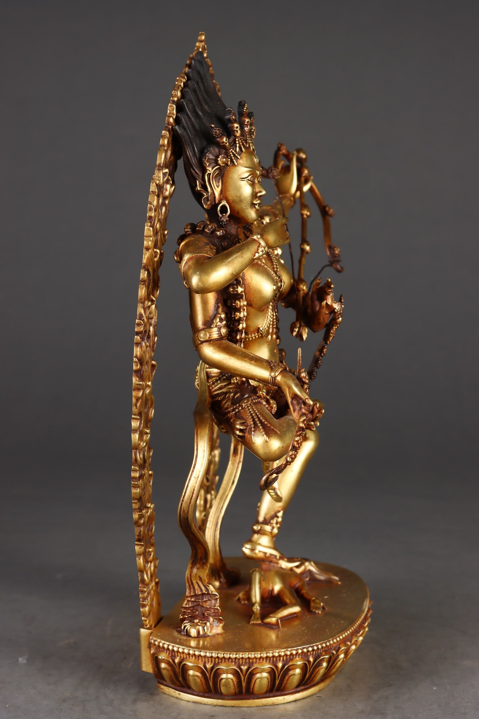 Vintage Gilt Gold Copper Buddha Statue - 2
