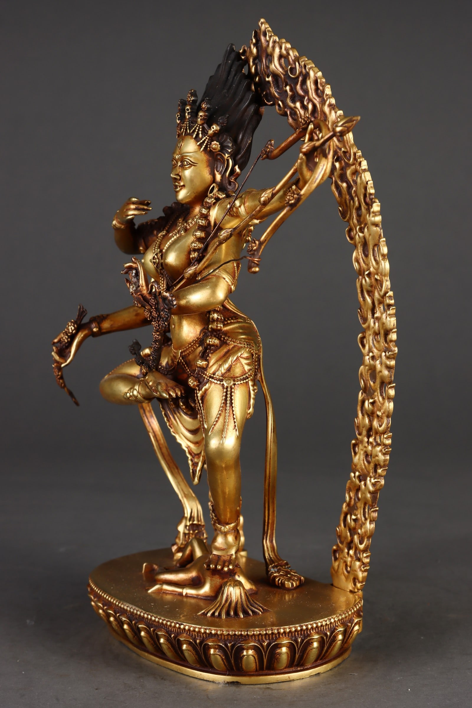 Vintage Gilt Gold Copper Buddha Statue - 3