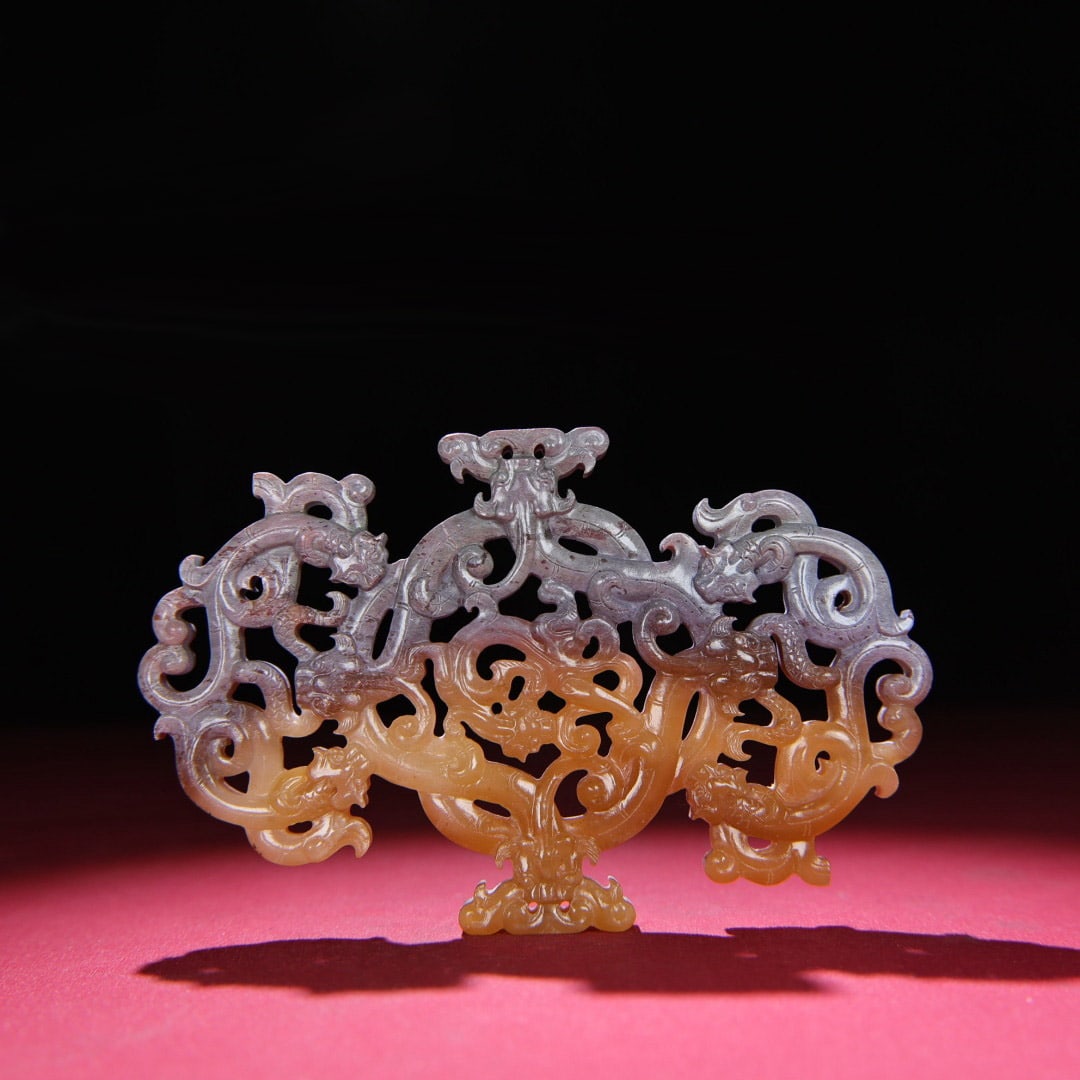 Openwork Hetian Jade Dragon Pendant: Title: Openwork Hetian Jade Dragon Pendant Origin: Chinese Date/Period: After1850 Materials: Hetian Jade Dimensions: 128x83x10(mm) 5.04x3.27x0.39(inches) Weight 0.29 lbs/130g Reserve: $1,099.00