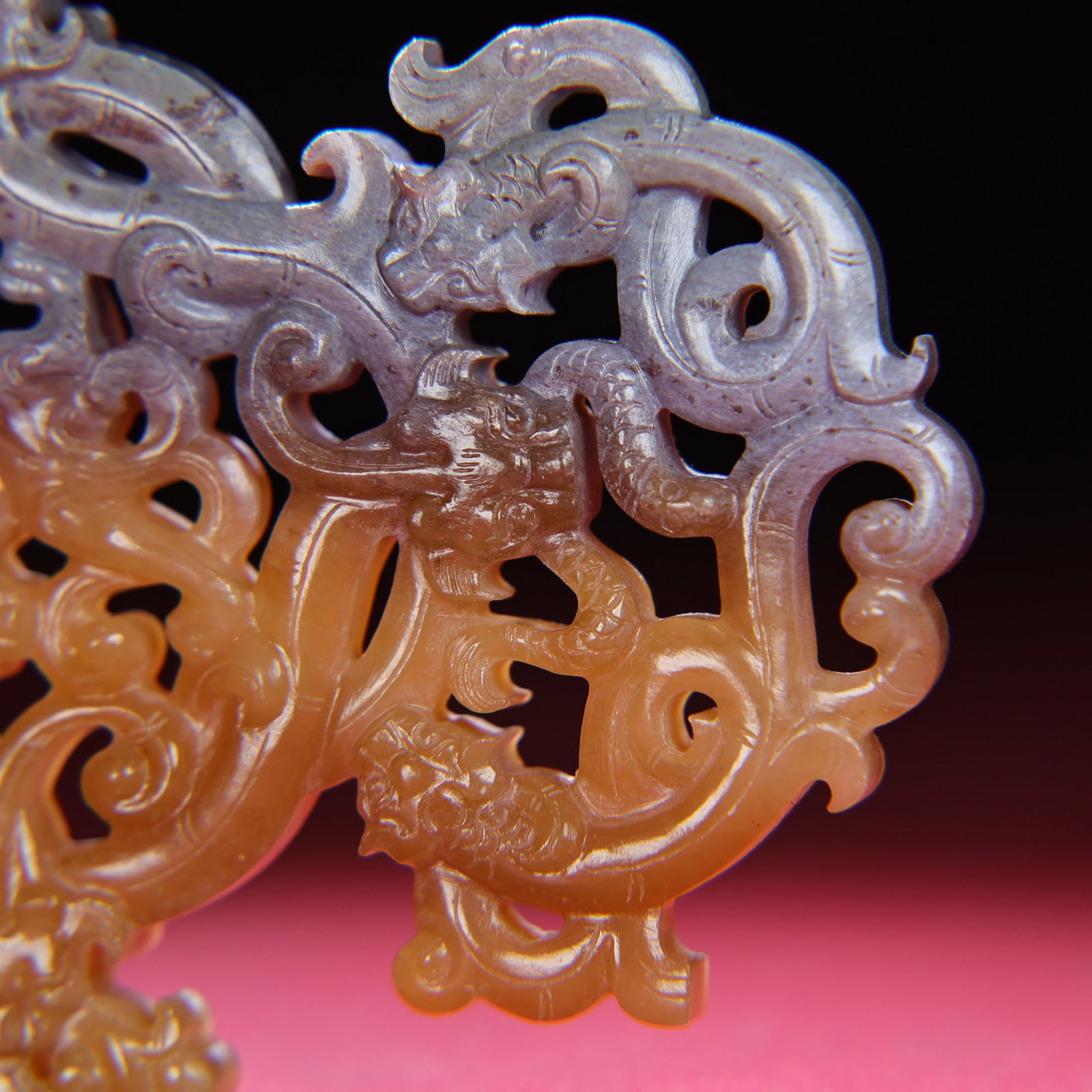 Openwork Hetian Jade Dragon Pendant - 4