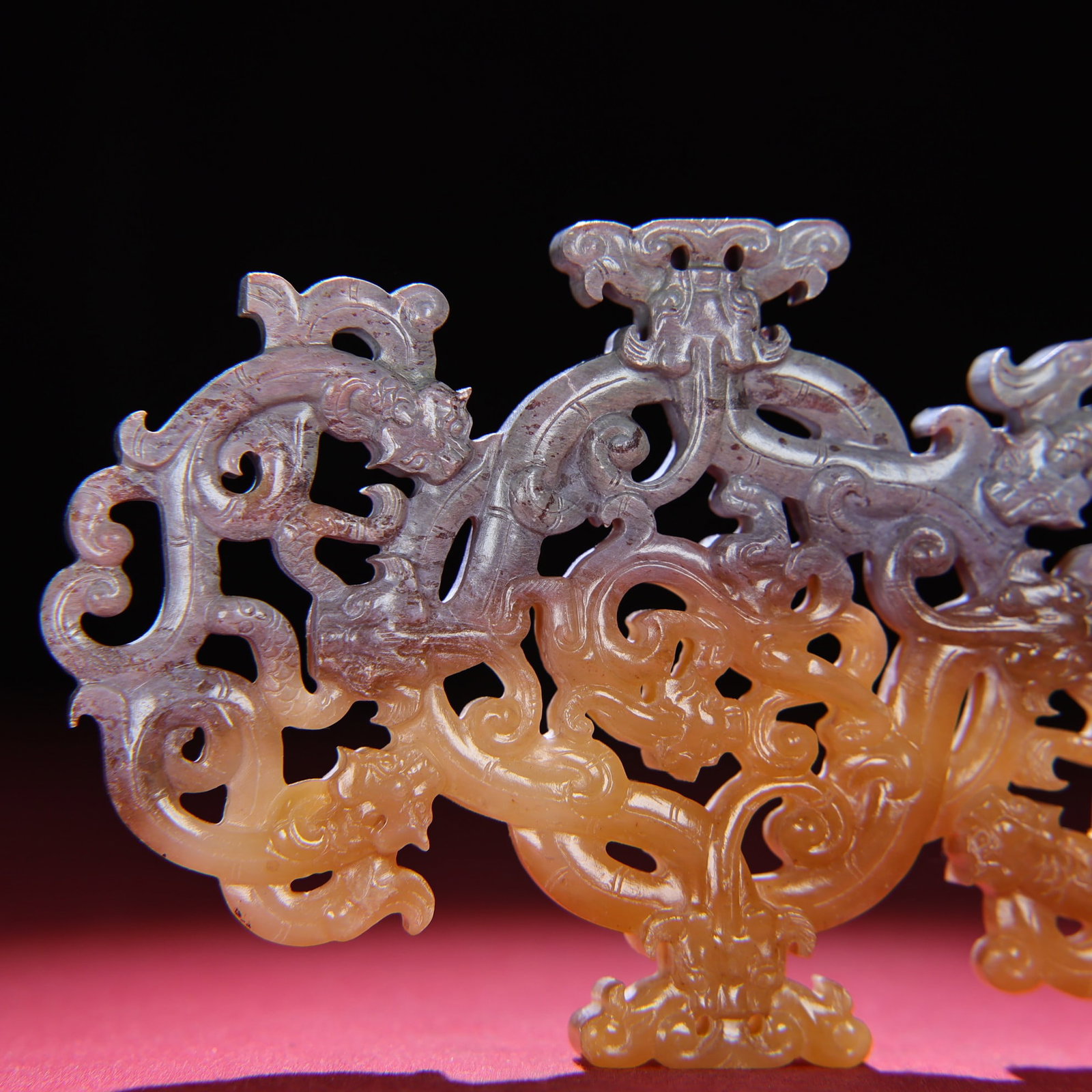 Openwork Hetian Jade Dragon Pendant - 5