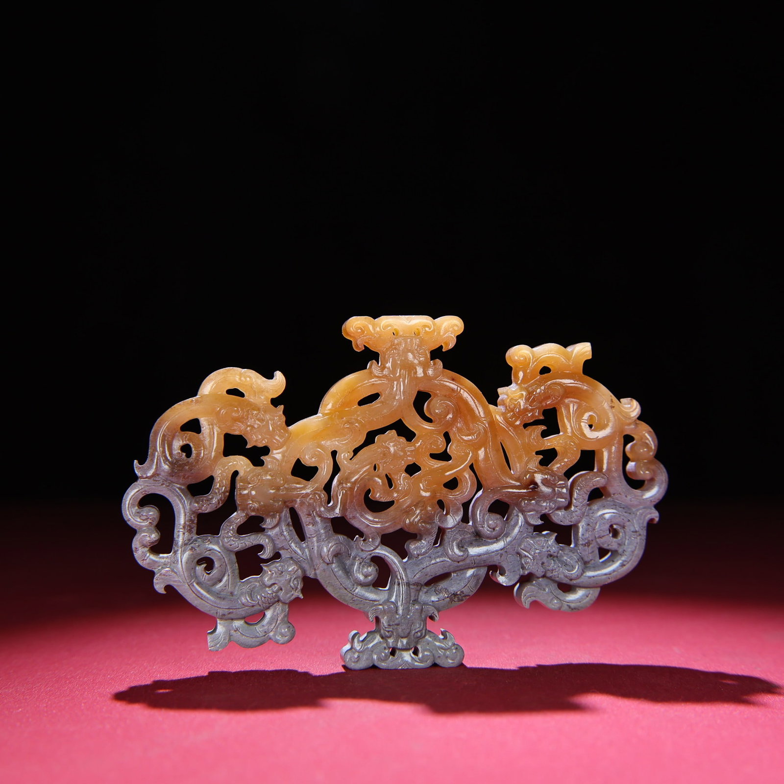 Openwork Hetian Jade Dragon Pendant - 9