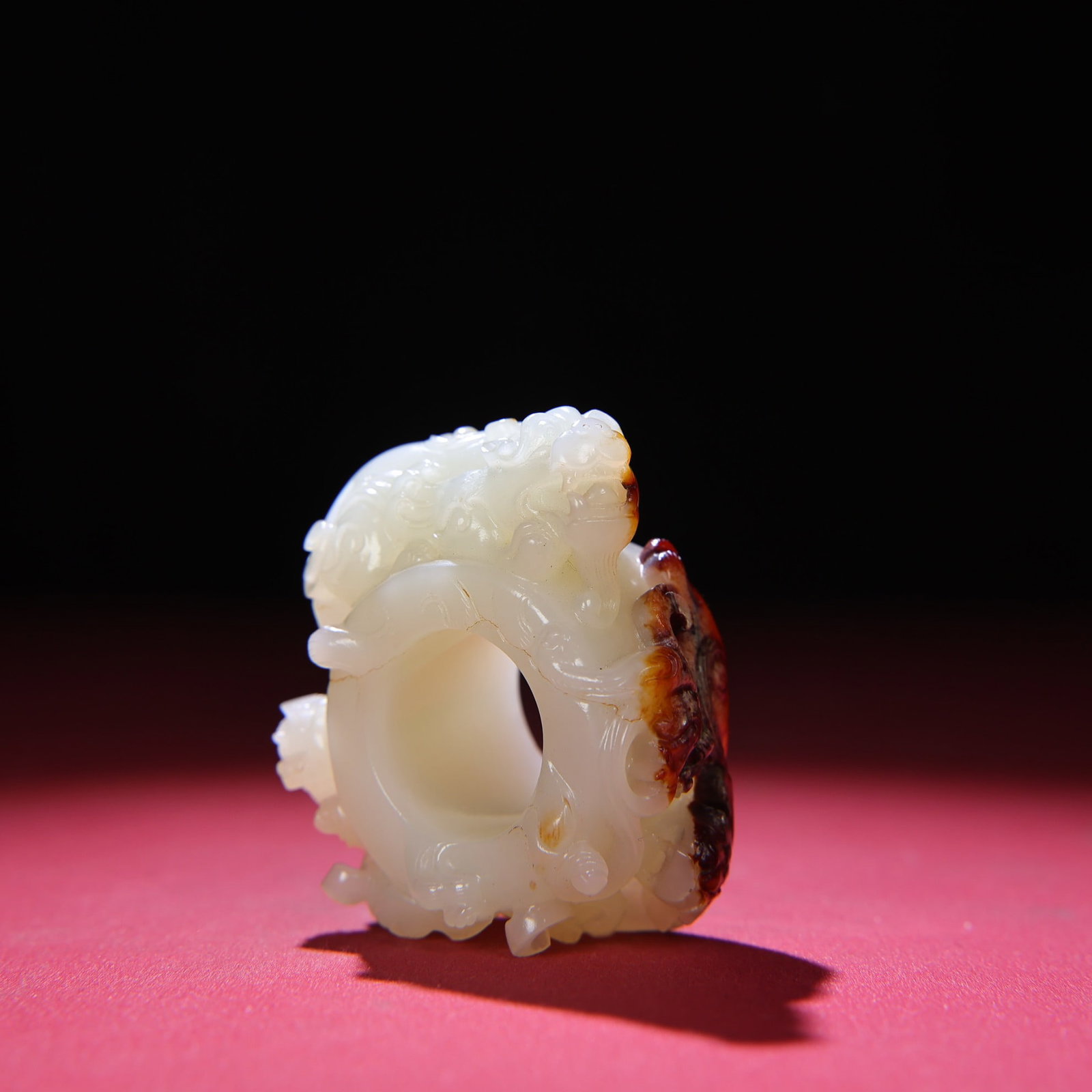 Inside Diameter 23mm Hetian Jade Hand Carved Chi Dragon Thumb Ring - 3