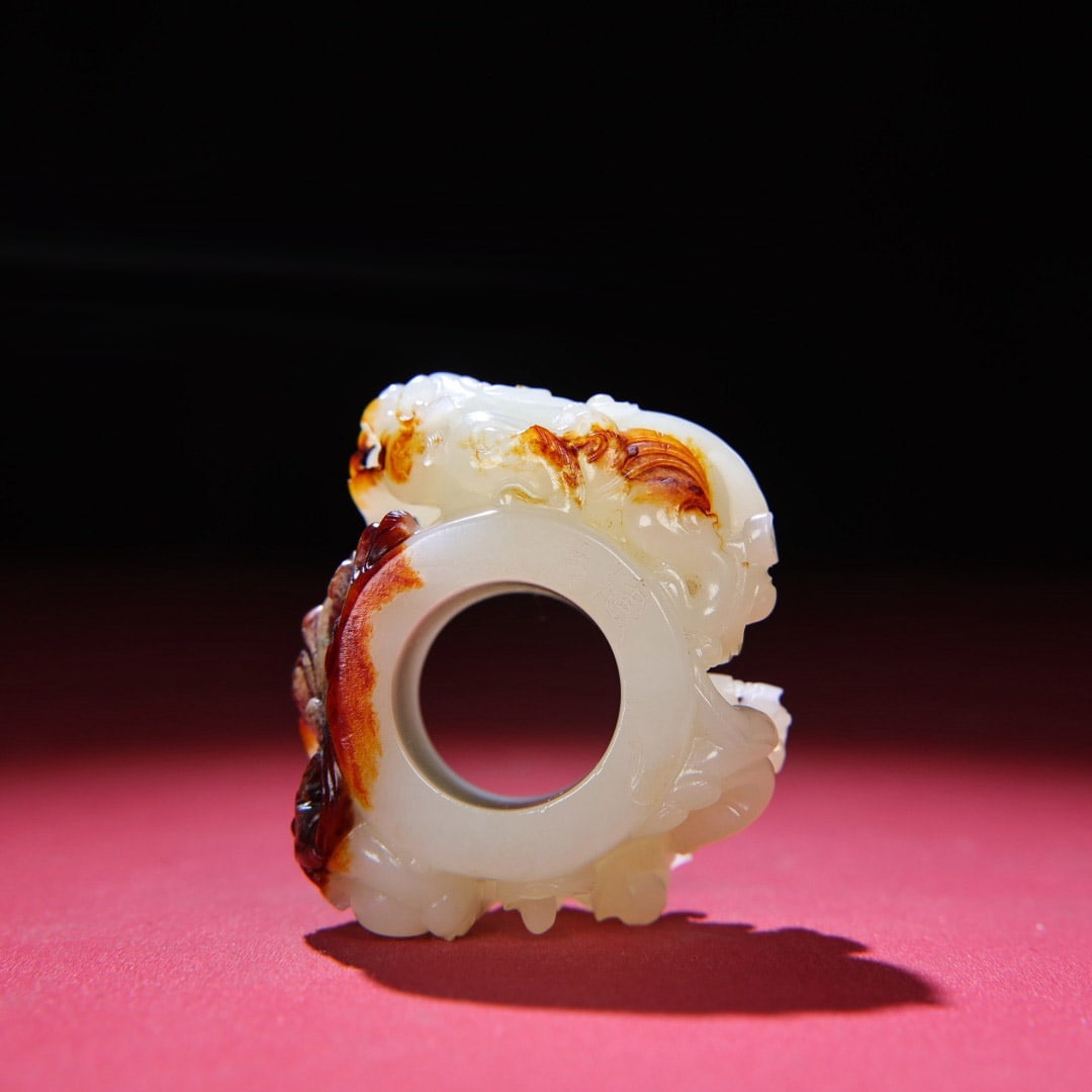 Inside Diameter 23mm Hetian Jade Hand Carved Chi Dragon Thumb Ring - 5