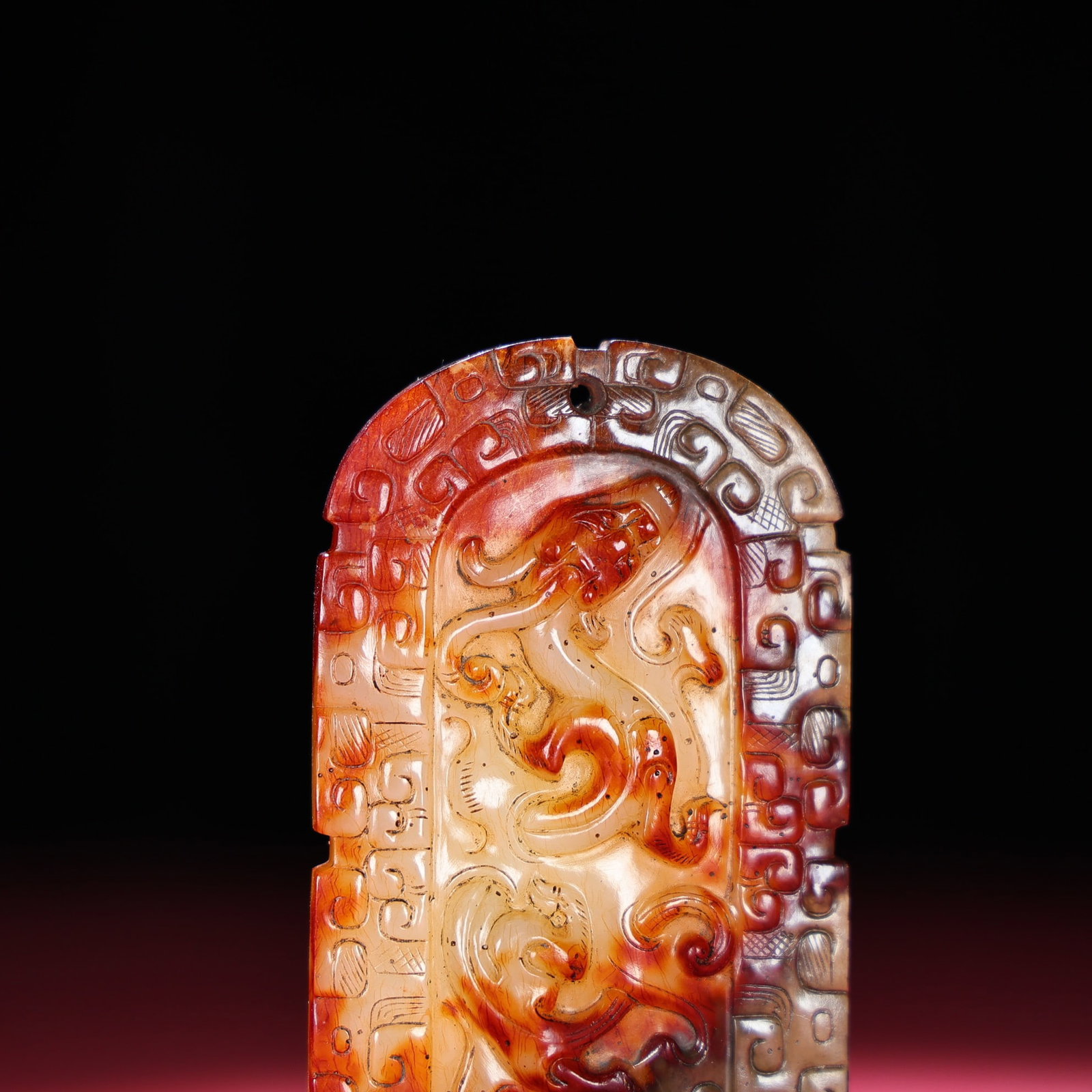 Old Hetian Jade Hand Carved Chi Dragon Pendant - 2