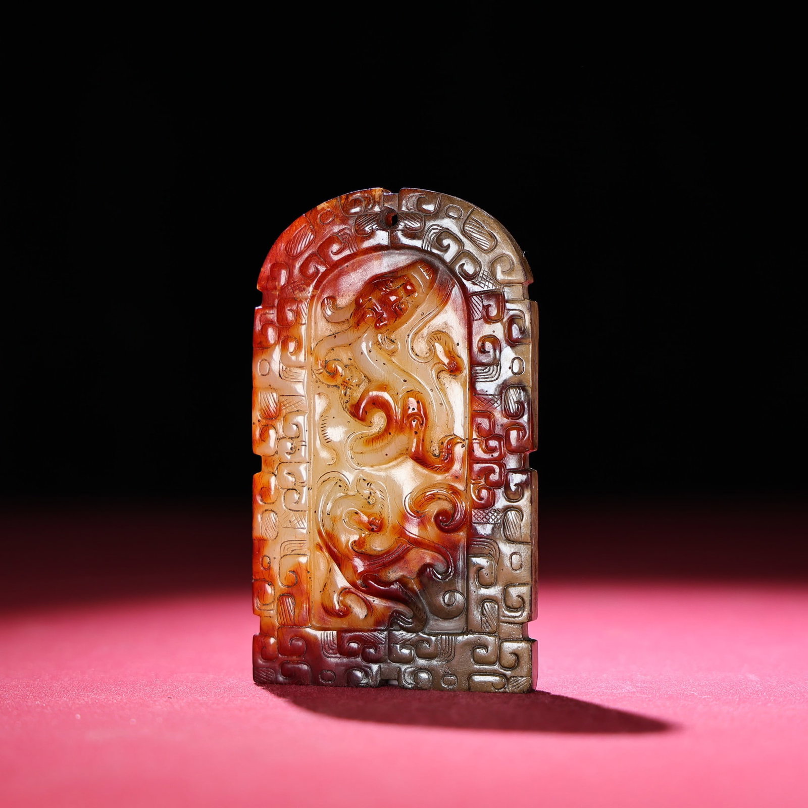 Old Hetian Jade Hand Carved Chi Dragon Pendant - 4