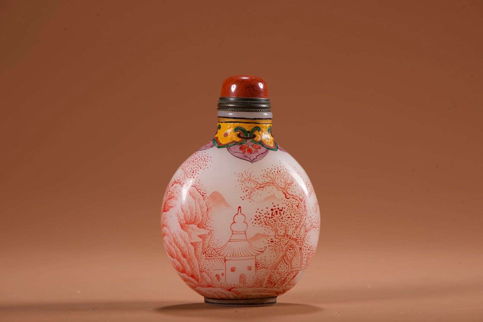 Peking Glass Mountain River Scene Design Snuff Bottle - 5