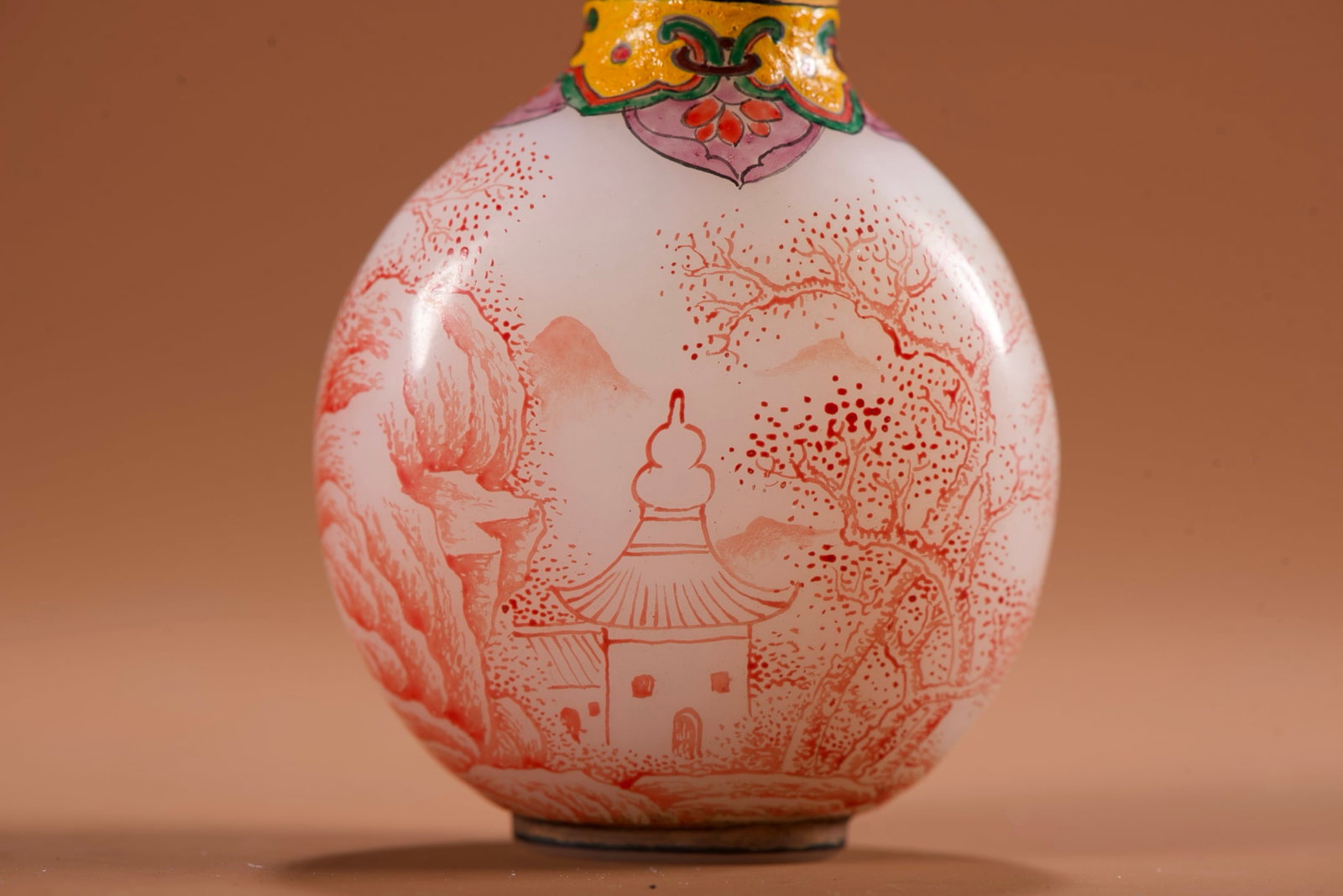 Peking Glass Mountain River Scene Design Snuff Bottle - 6