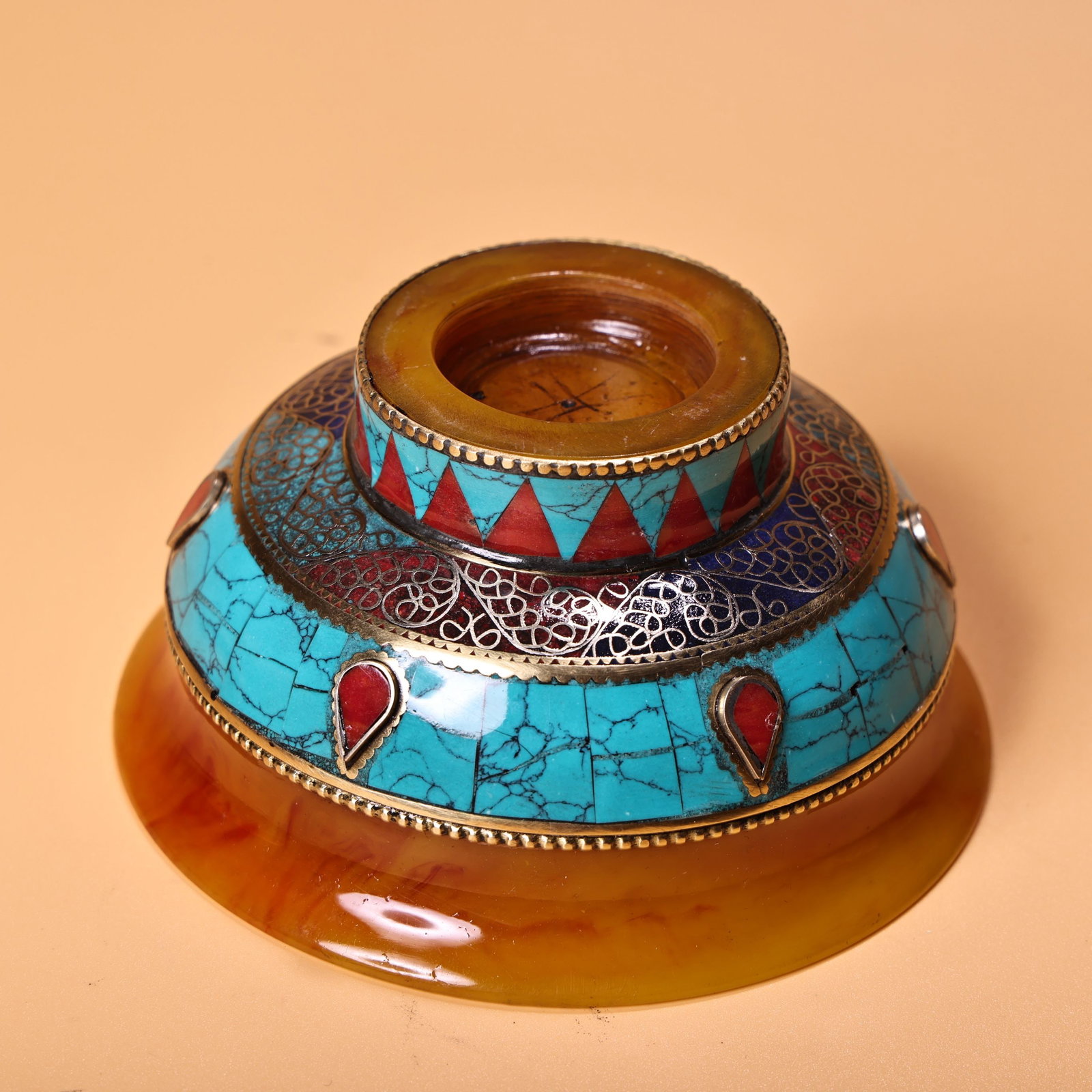 Old Tibetan Silver Wire Inlay Beeswax Buttered Tea Bowl - 6