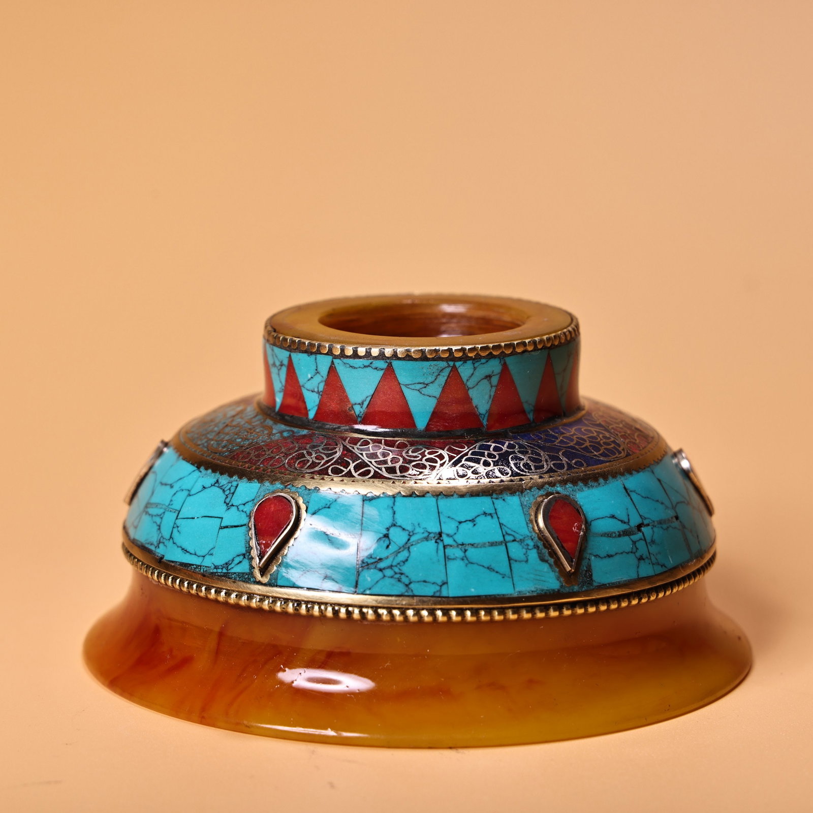 Old Tibetan Silver Wire Inlay Beeswax Buttered Tea Bowl - 7