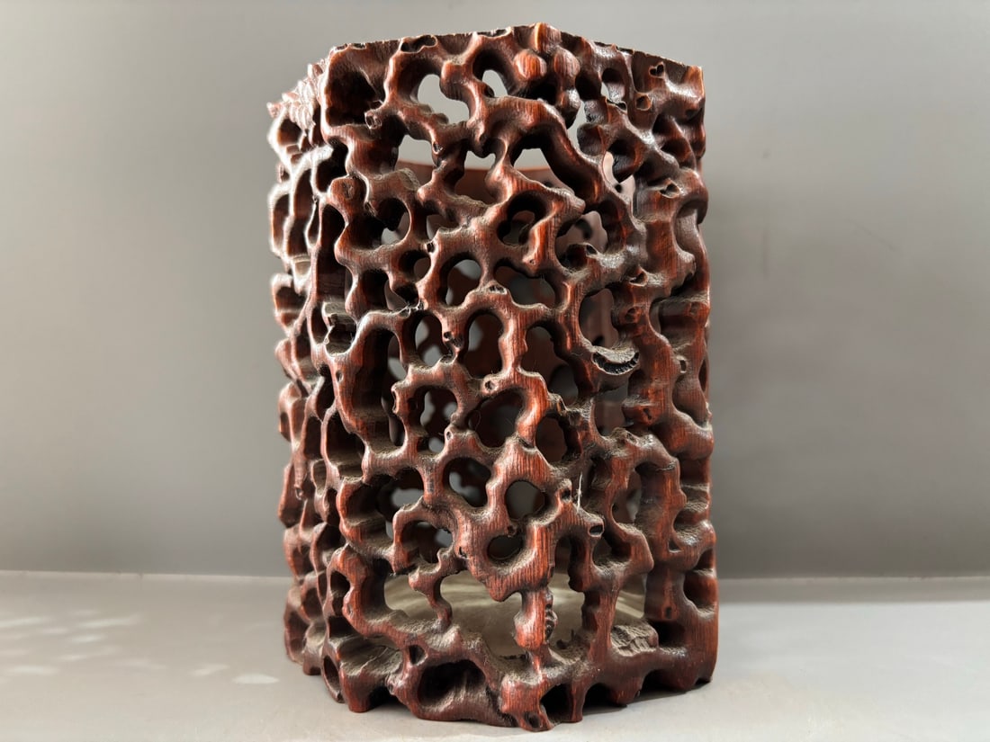 Openwork Bamboo Brush Pot - 4