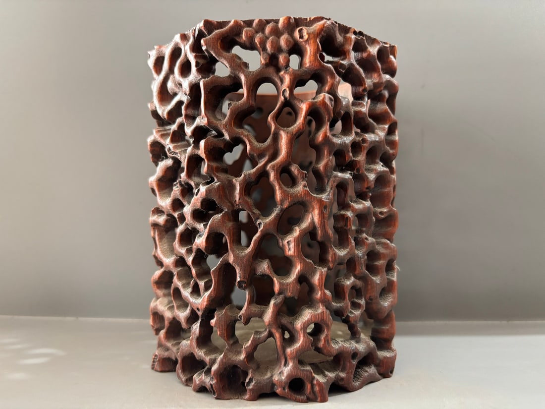 Openwork Bamboo Brush Pot - 8