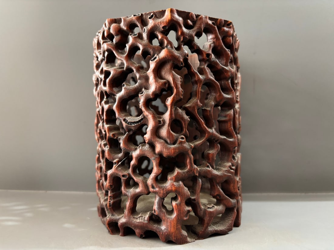 Openwork Bamboo Brush Pot - 9