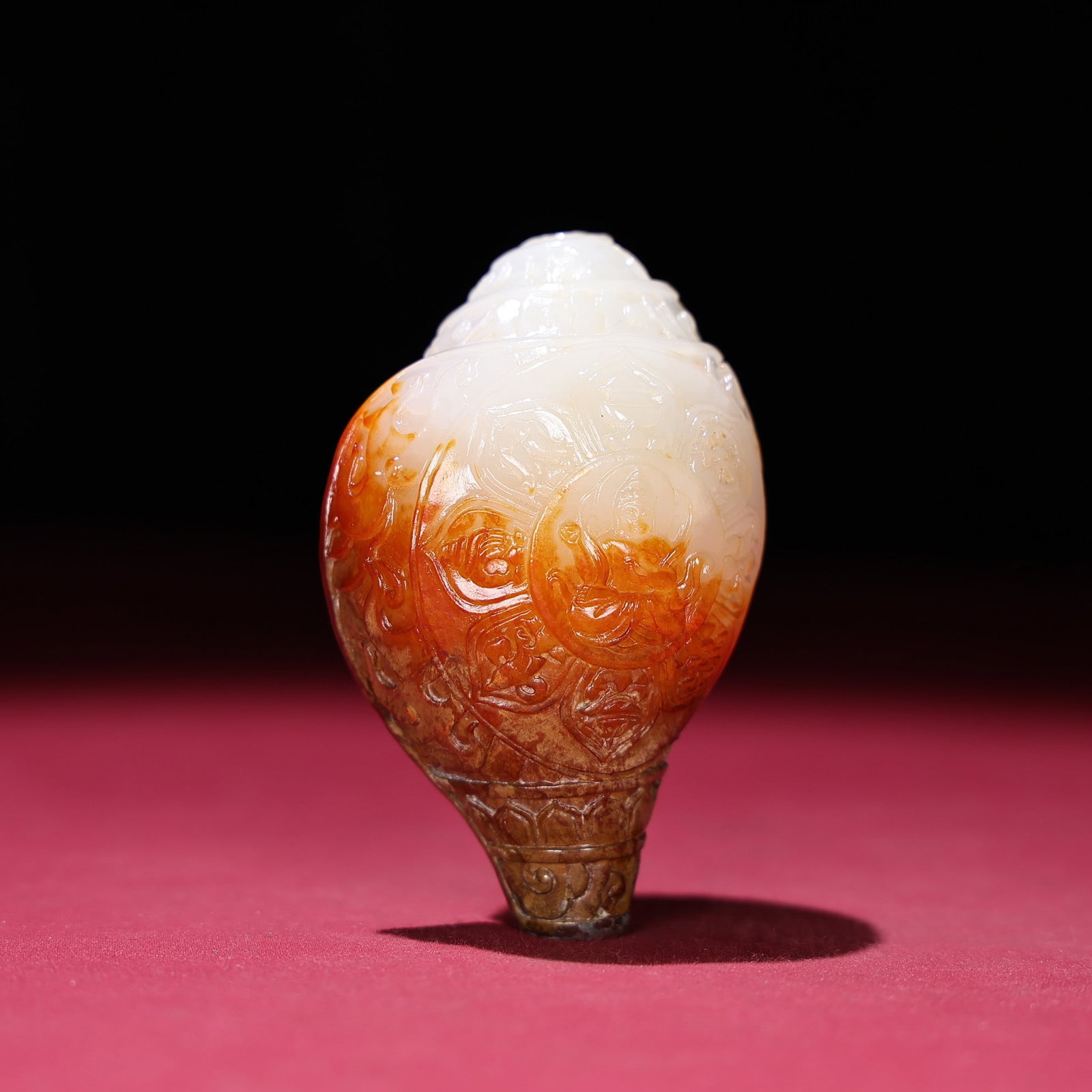 Old Hetian Jade Conch Buddha Statue - 2