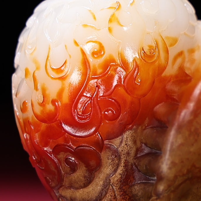 Old Hetian Jade Conch Buddha Statue - 8