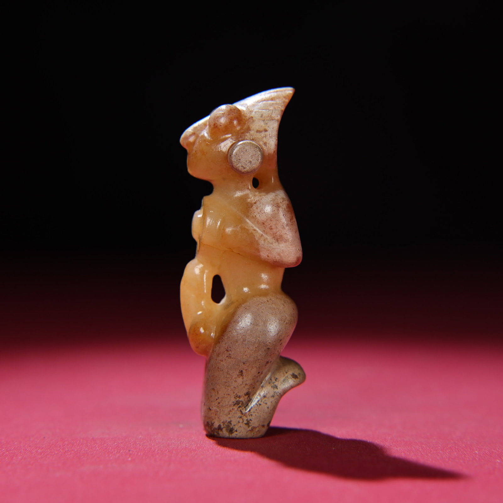 Old Hetian Jade Mythological Figure Pendant - 4