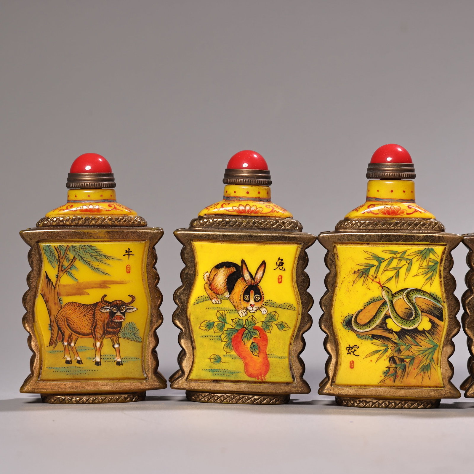 A Set Peking Glass Twelve Zodiac Snuff Bottle - 4