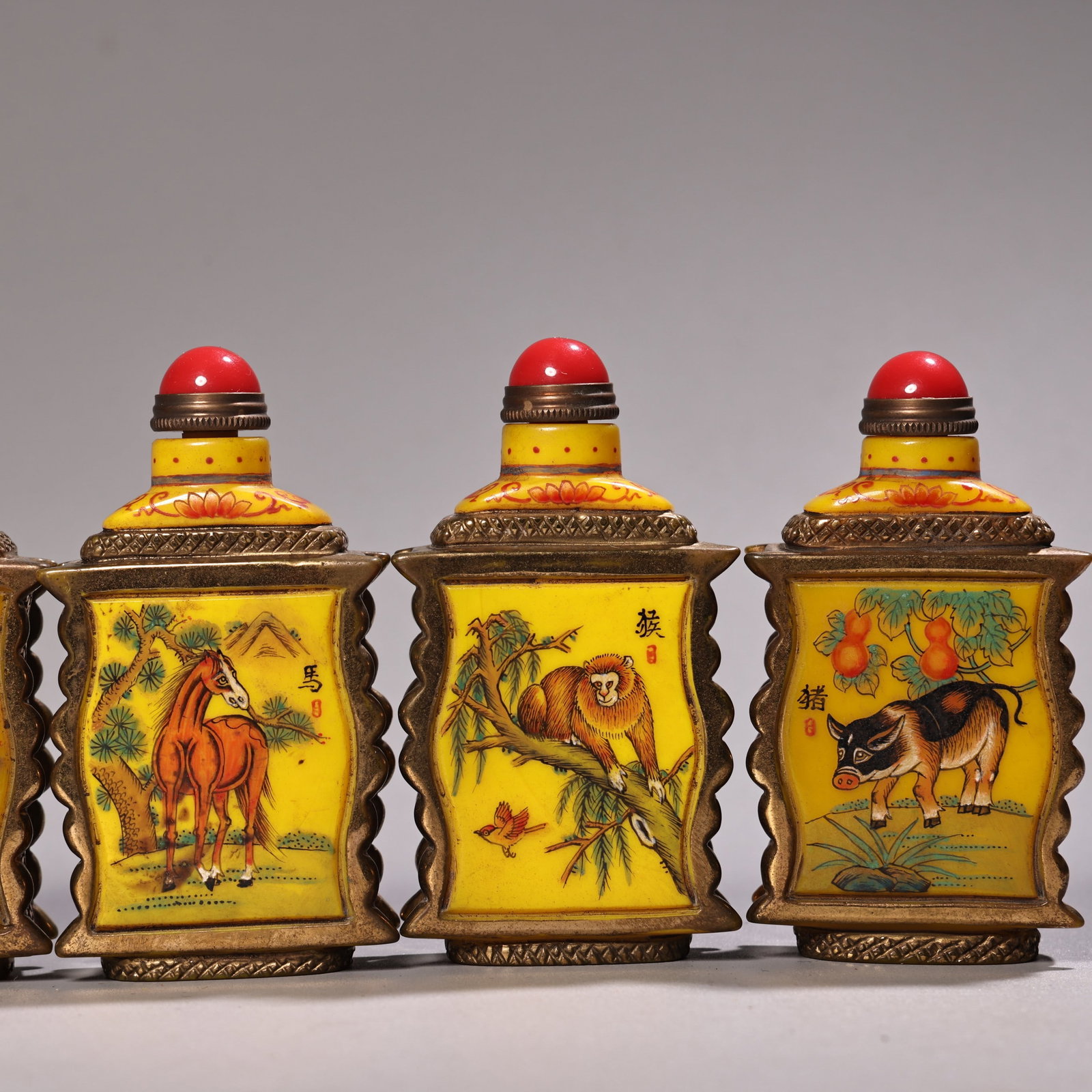 A Set Peking Glass Twelve Zodiac Snuff Bottle - 5