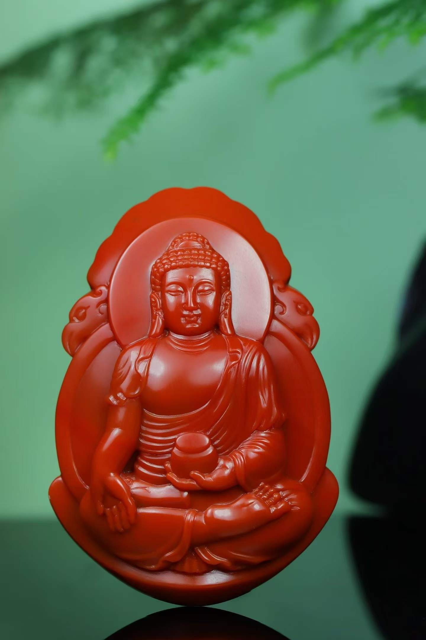 Nanhong Agate Hand Carved Buddha Pendant with Certificate (1 of 6)