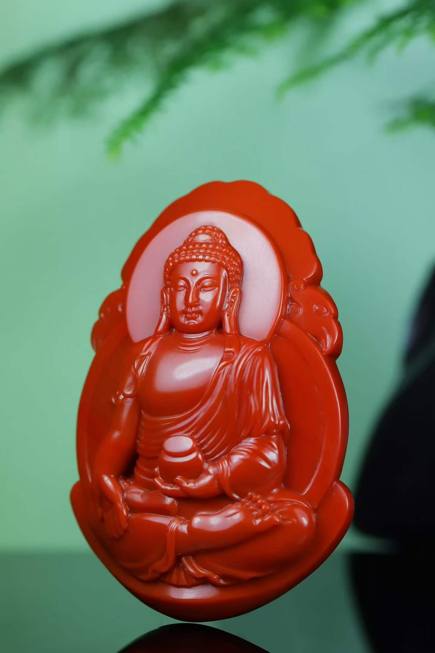Nanhong Agate Hand Carved Buddha Pendant with Certificate - 2