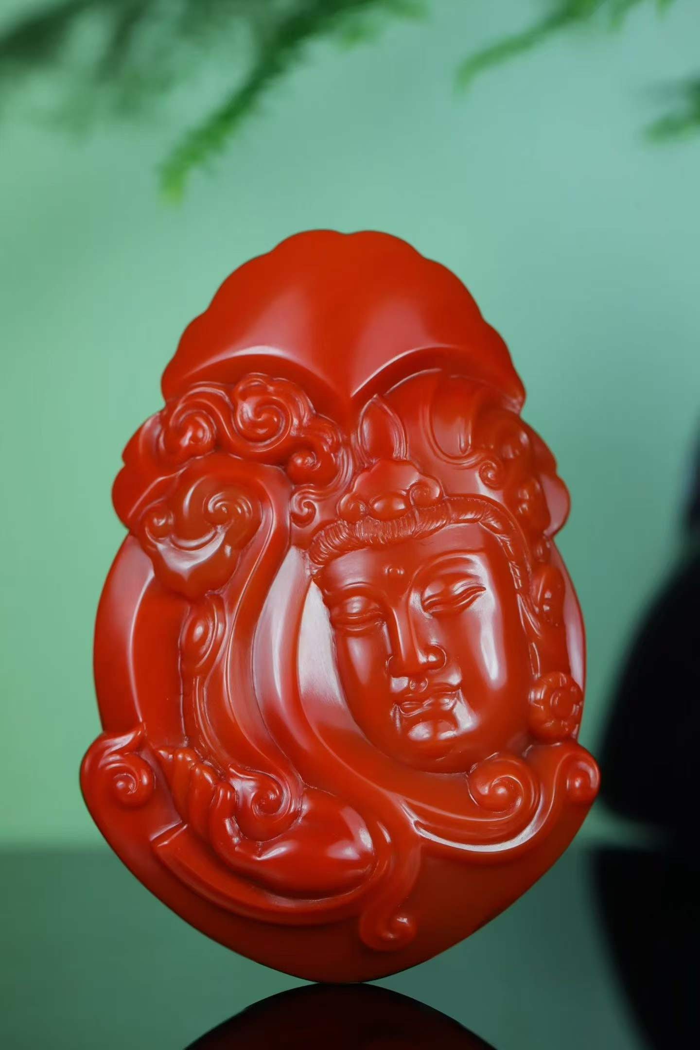 Nanhong Agate Hand Carved Buddha Pendant with Certificate - 4