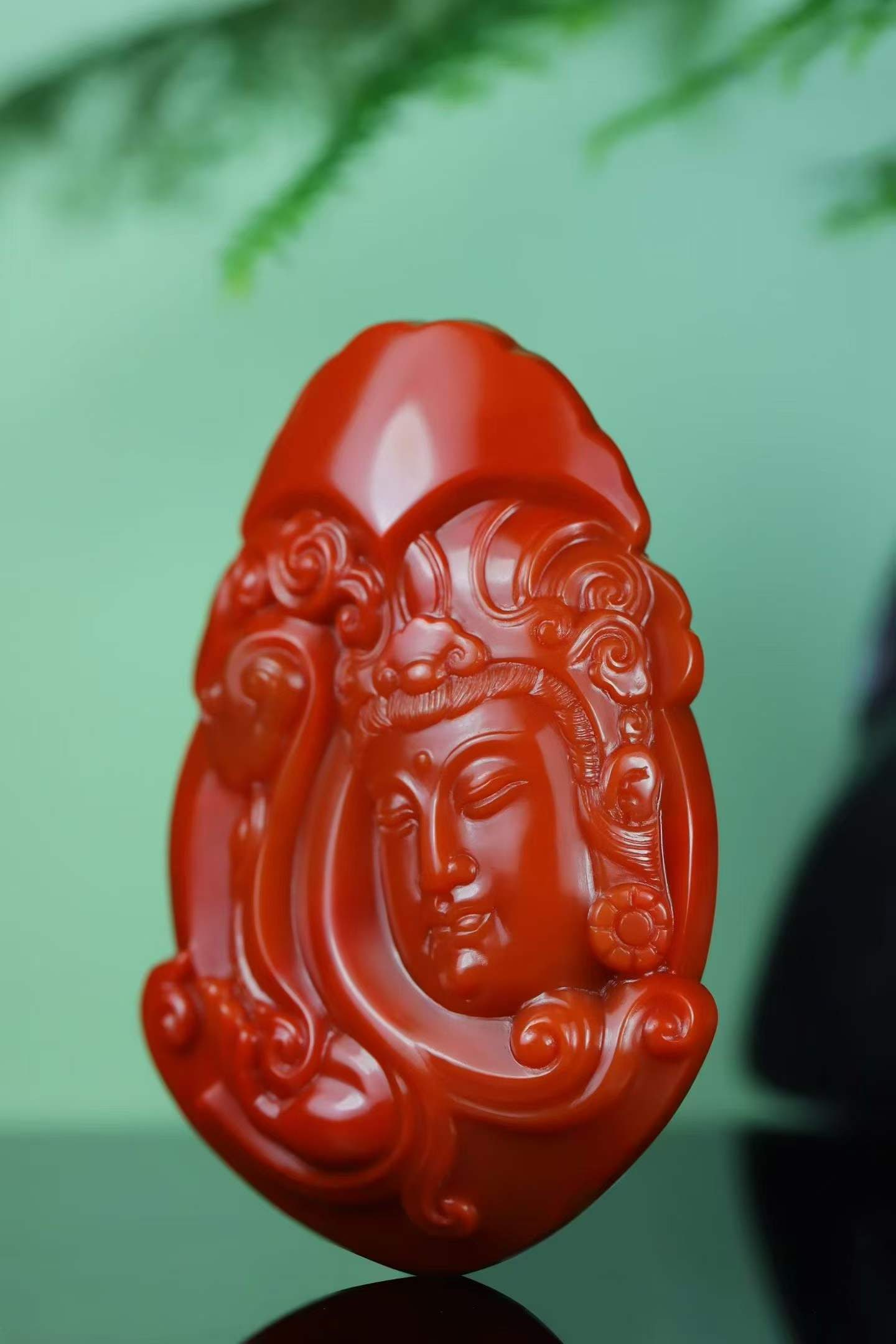 Nanhong Agate Hand Carved Buddha Pendant with Certificate - 5