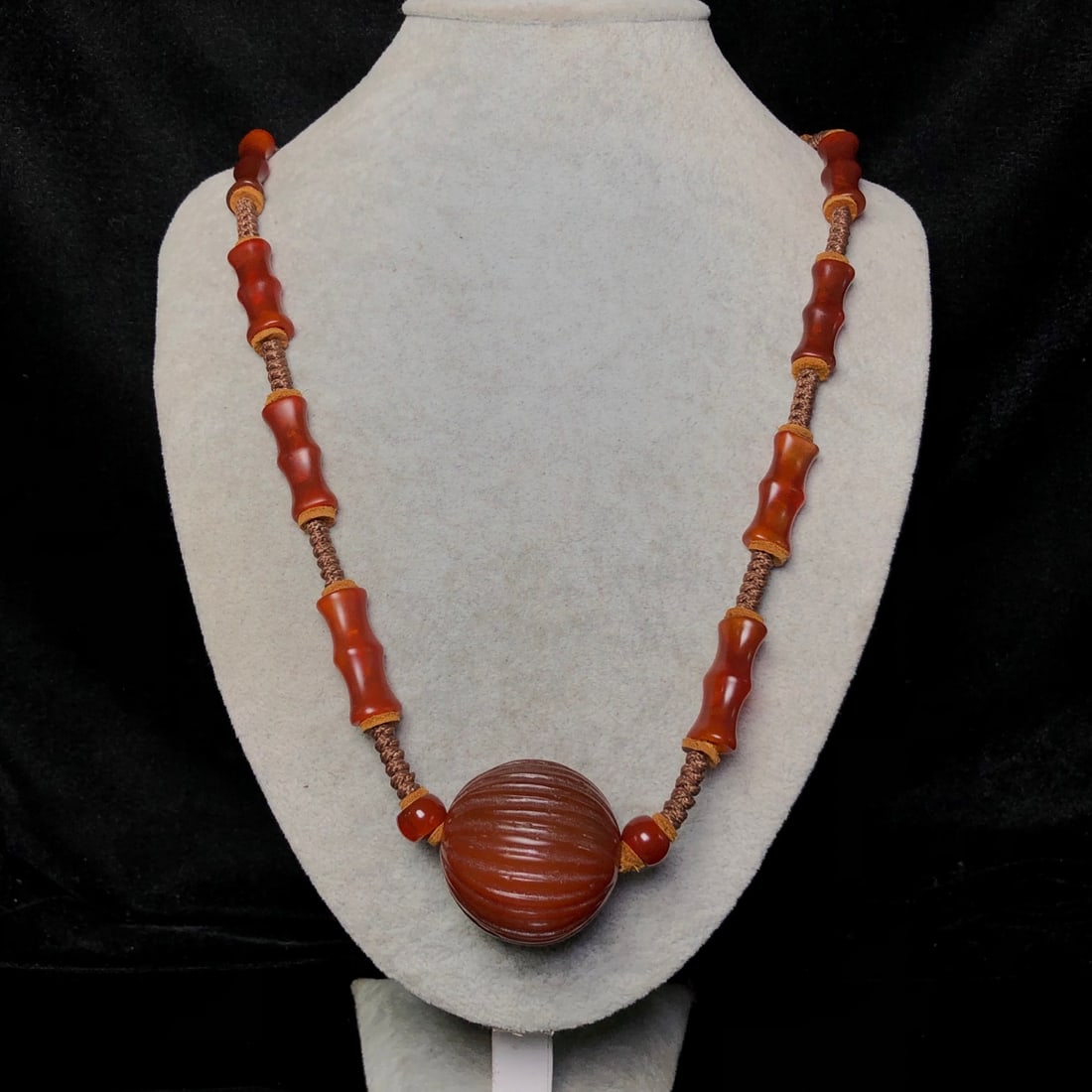 Hand knitting Red Agate Necklace - 8
