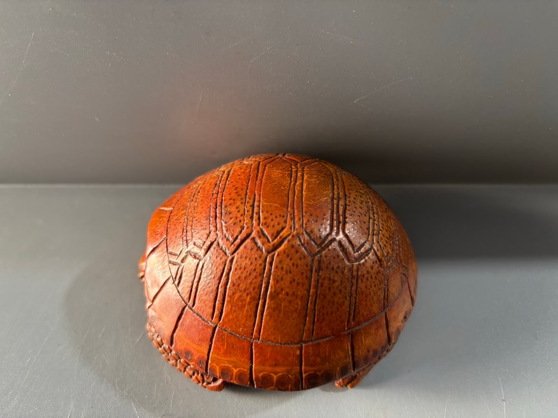 Vintage Hand Carved Bamboo Tortoise Statue - 7