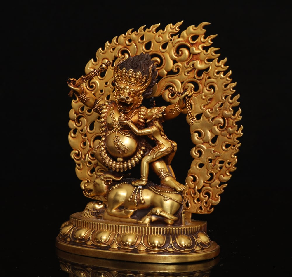 Old Gilt Gold Bronze Buddha Statue - 2