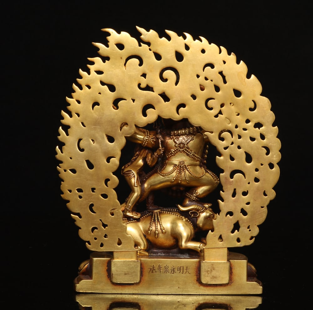 Old Gilt Gold Bronze Buddha Statue - 3