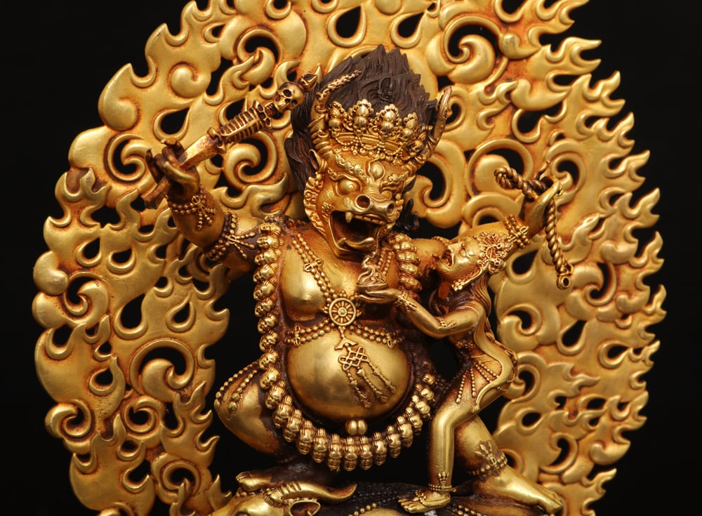 Old Gilt Gold Bronze Buddha Statue - 6