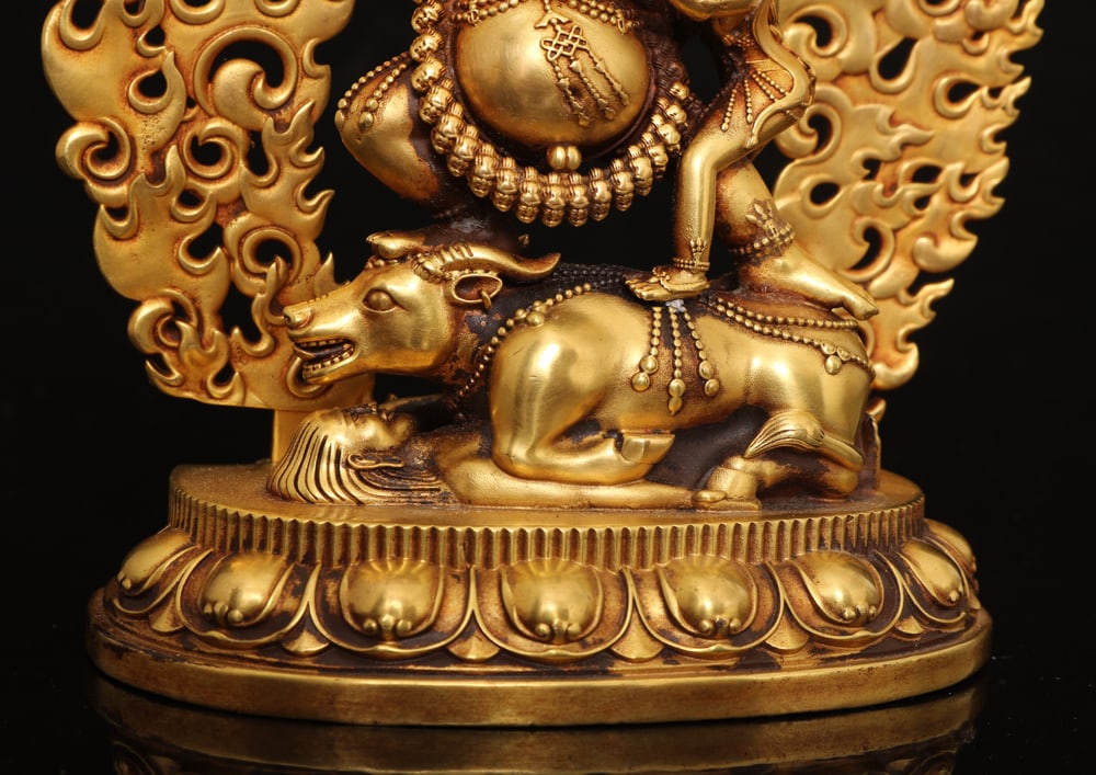 Old Gilt Gold Bronze Buddha Statue - 7