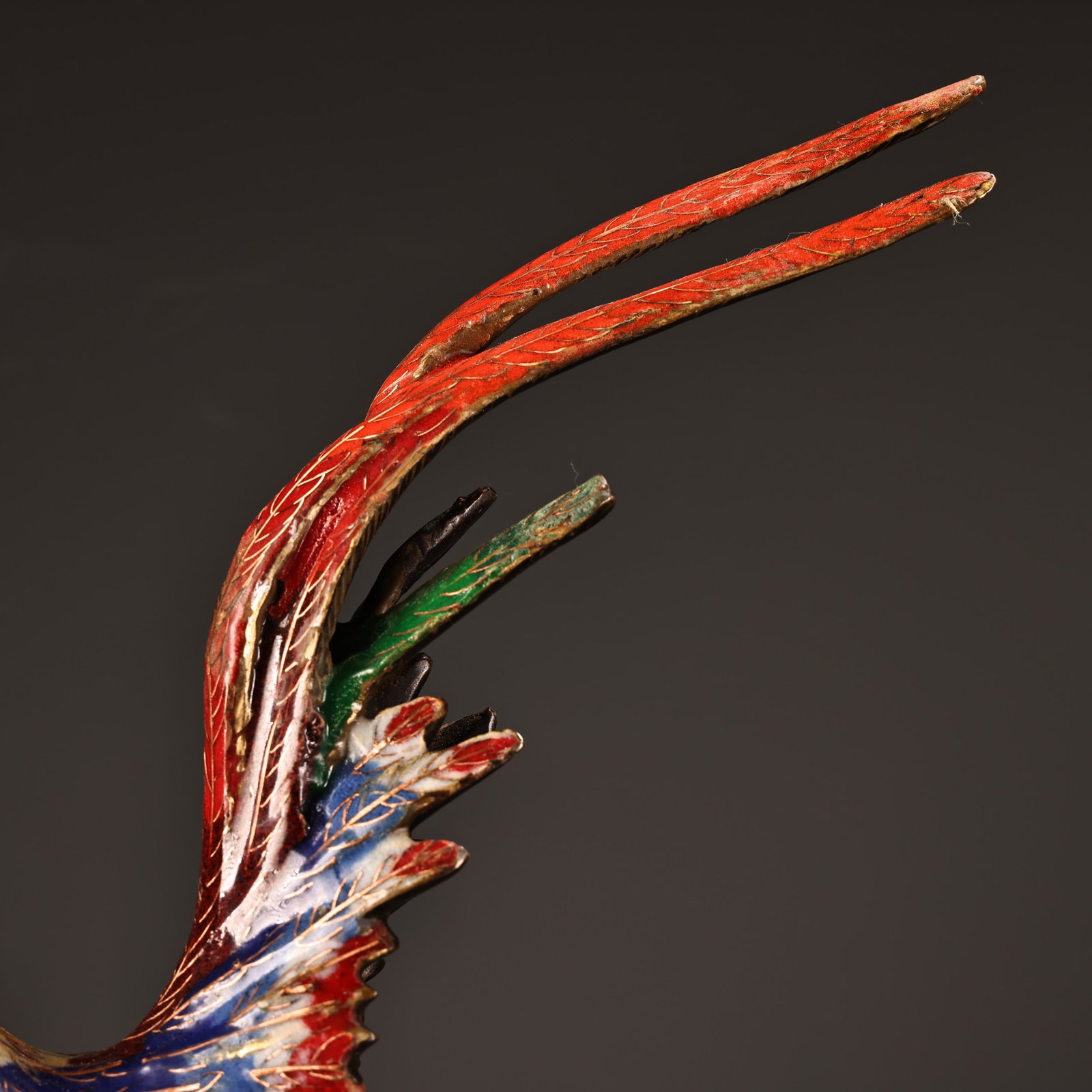 Old Chinese Bronze Cloisonne Rooster Statue - 6