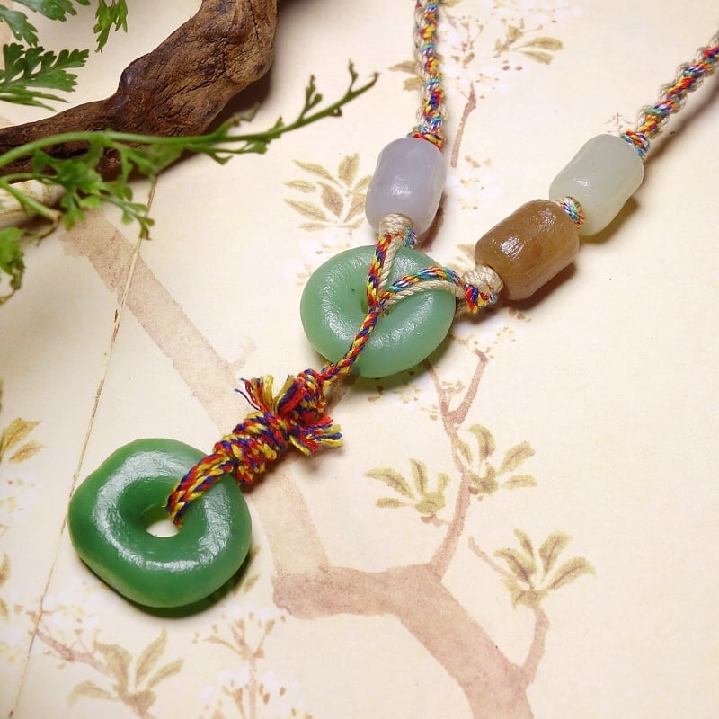 Hand knitting Hetian Jade Necklace - 3