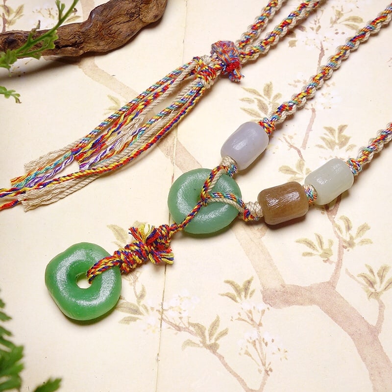 Hand knitting Hetian Jade Necklace - 4