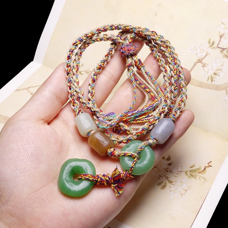 Hand knitting Hetian Jade Necklace - 5