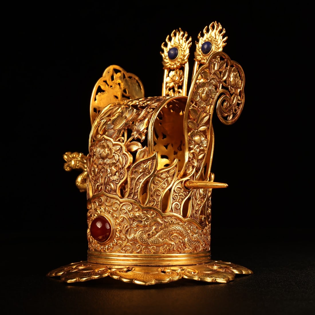Vintage Gilt Gold Bronze Hairpin Statue - 2